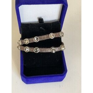 HEET Rockstar Leather 2-Strand Brown Metallic Swarovski Crystal Bracelet-7”